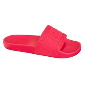 Versace 1006272 Men's Red Greca Gomma Pool Slide, sizes 46